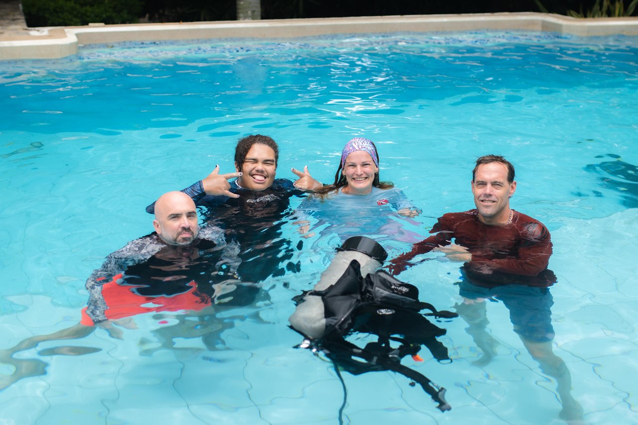 PADI instructor training in pool